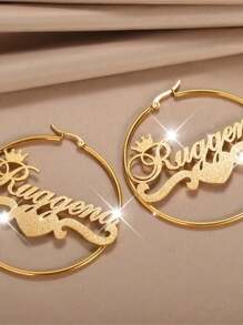 Hoa tai hình vương miện bằng thép không gỉ và hình trái tim sáng bóng, trang sức thời trang cho phụ nữ, quà tặng Giáng sinh hoàn hảo cho bạn gái hoặc gia đình, hoa tai thời trang cho tiệc tùng và làm quà tặng - Nhiều màu - Xem 1