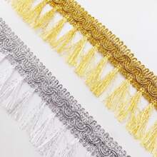 Gold & Silver Tassel Trim Ribbon, Decorative Accessory For Curtain, Clothing, Bags - Multicolor - View 2