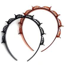 Set Of 2 Women Zig Zag Black Plastic Sharks Tooth Hair Comb Headband Fashion Women Leopard Hairbands Hair Accessories For Daily,Hairband,Hair Hoop Headbands