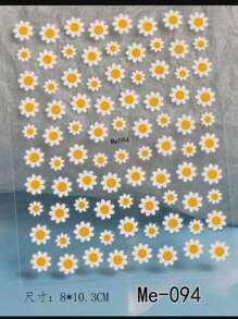 1 PIEZA Pegatinas de arte de uñas 3D con flores margaritas en relieve, deslizadores de uñas, calcomanías, pétalos de flores blancas de margaritas, decoración de uñas con pegamento en la parte posterior