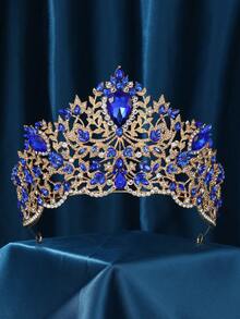 Baroque Crown And Tiara Gold Crystal Pearl Bride Wedding Queen Crowns Decorative Princess Tiaras Rhinestone Hair Accessories For Women And Girls - Multicolor - View 5