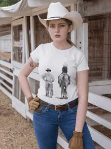 Playera Dama Vaqueras Pequeña Vaquera - Blanco - Ver 1