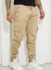 Men's Casual Military Tactical Pants - Multiple Pockets For Work And Sports - Caqui - Ver 3