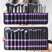 15pcs Makeup Brush Set With Eyeshadow, Concealer, Blush Brushes, Complete Kit With Storage Bag & Sponge