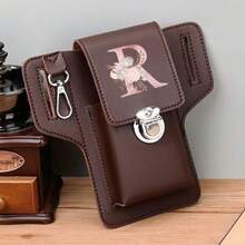 Stylish PU Leather Waist Bag For Men's Mobile Phone Waist Bags Fanny Pack Organizer Fashion Outdoor Storage Bag Lightweight Flip Phone Pack Belt Bag, Cards Holder-Holds Phone For Travel - Brown - View 32