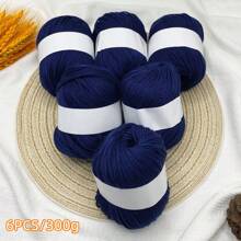 Set de 6 piezas de hilo de seda de lujo - Paquete de 6 piezas/300g de hilo tejido suave, adecuado para suéteres, bufandas, sombreros, mantas para bebés, etc., disponible en múltiples colores - Fibras de alta calidad, adecuado para tejer y ganchillo.
