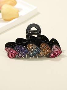 1个可爱彩色水晶爱心发爪夹，适合日常佩戴，可作发夹、发卡、发夹、发饰、发夹、发卡、发夹，秋冬季女士发饰，适合度假装扮、夏季海滩装扮 - 彩色 - 查看 3