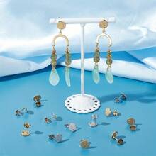 MAGICALCUTDIE 2boxes About 49pcs 304 Stainless Steel Beads Cross Mixed Color 14~15x10x4mm Hole: 2.7mm Flat Round Earring Studs For Jewelry Making 8mm Stainless Steel Stud Earring With Earring Backs Textured Earring Posts With Hole For Earrings Making - 彩色 - 查看 7