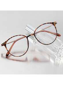 1 件装新款女孩全框眼镜，无度数眼镜，男女款眼镜，豹纹百搭， - 彩色 - 查看 2