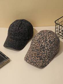 1pc Women's Adjustable Vintage Leopard Print Dual-Tone Soft Top Baseball Cap, Suitable For Casual, Travel, Street Photography - Two-tone Leopard Print - View 11