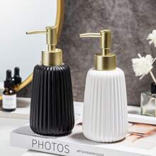 300ml Botella de cerámica con dispensador de bomba, dispensador recargable simple de cerámica para jabón de manos/champú/gel de baño para decoración del hogar y baño, decoración de otoño, vuelta al colegio