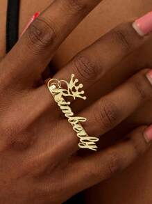 一枚定制不锈钢女士戒指，周年纪念日的完美之选。可刻上您的名字，简约日常风格。附赠礼盒。适合情人节、生日、母亲节或任何场合。提供黑色、银色、金色以及多种颜色选择，包括时尚、彩色、复古和极简风格。男女皆宜，休闲可爱，可定制，个性化，独一无二。送给他/她、男朋友/女朋友、父母、家人或朋友的完美礼物。适合周年纪念日、生日、毕业典礼、舞会、派对和其他特殊场合。定制时尚珠宝。 - 金色磨砂 - 查看 2