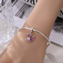 1 Piece Silver Plated Time Travel Camera Vintage Pocket Watch Telephone Time Gate Sweet Pink Robot Small Rocket Bead Pendant Suitable For DIY Jewelry Making Original Bracelet Necklace Beads Women's Jewelry Birthday Gift Valentine's Day Memorial Gift