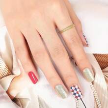 20pcs Gel Nail Strips, Semi-Cured Gel Nail Art Stickers, Waterproof Full Nail Art Decals Set For Nail Decoration