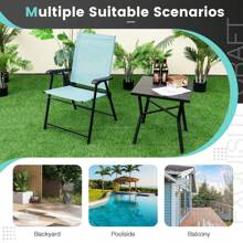 Set Of 4 Patio Folding Dining Chairs Outdoor Portable Sling Back Chairs - 綠色 - 查看 5
