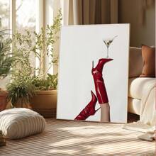 1 件，帆布悬挂，带框装饰画，海报，墙壁艺术，红色靴子马提尼经典，复古时尚主题，红色靴子，酒杯壁挂装饰，适用于家庭办公室、客厅、卧室、浴室、餐厅 - 室内纵向方向 - 送给艺术爱好者和家居装饰爱好者的完美礼物 - 彩色 - 查看 11