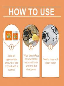 100g Orange Cleaning Paste, Convenient & Quick To Use, Effectively Maintains Shine, Cleans Stains, Grease, Polishes Surfaces. Suitable For Stove, Pot, Range Hood, Multi-Functional Cleaning Paste With Sponge, Suitable For Eid Al-Adha