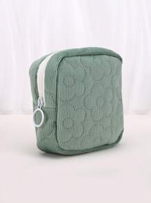 1/2 piezas Bolsa de maquillaje cuadrada de pana, para mujer y hombre, bolsa de aseo plana, organizador de maquillaje, bolsa de cosméticos de viaje
