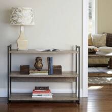 3 Tier Storage Shelf With Metal, Grey Shelves – Black Frame