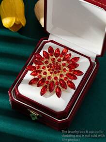 1 件奢华水晶向日葵胸针，合金金属镶嵌水钻，夸张设计，适合衣服、夹克配饰