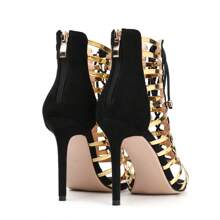 Women's Tassel Lace-Up Heeled Sandals Stylish High Heels In Red & Black - 黑色 - 查看 5