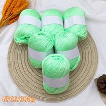 Set de 6 piezas de hilo de seda de lujo - Paquete de 6 piezas/300g de hilo tejido suave, adecuado para suéteres, bufandas, sombreros, mantas para bebés, etc., disponible en múltiples colores - Fibras de alta calidad, adecuado para tejer y ganchillo.