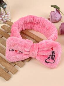 1 件女士心形刺绣蓬松蝴蝶结头带，柔软甜美可爱发饰，日常洗脸发带 - 彩色 - 查看 12