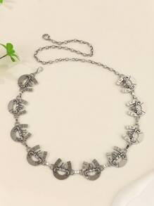 1 Stück Damen metallische westliche Stil Bullenkopf Dekor Ketten verstellbarer Gürtel, Modezubehör für den täglichen Lässig Wear, auch ein schönes Geschenk für Freunde - XY1149 - Übersicht 11