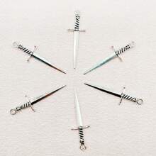 6pcs/Pack Vintage Sword Shaped Pendant, Fashionable DIY Necklace, Bag, Phone, Key Chain Charms