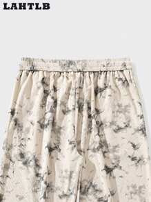 Calça Longa Masculina Casual com Estampa Tie-Dye e Cordão na Cintura