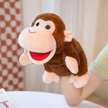 Juguete de peluche suave y lavable de 25 cm/9.84 pulgadas con forma de animales de la jungla, títere de mano para el juego de roles de niños con león, canguro, elefante, jirafa, cerdo, mono, con boca abierta como accesorios de actuación, muñeco de peluche que ofrece a los niños un gran títere de dedo