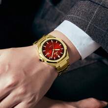 NARY 奢华时尚的男士金色手表，防水，石英机芯，夜光指针和日期显示。非常适合日常佩戴、节日场合、圣诞节礼物或节日礼物。