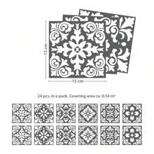 24/48/72/96/120 Seamless Antique Floral Tile Stickers For Kitchen, Stair Stickers 15cmx15cm (6")Peel And Stick Wall Tiles For Stairs, Removable Stick On Kitchen Tiles, DIY Tile Stickers Bathroom, Water & Heat Resistant Stick On Tiles Peel And Stick Backsplash, Wall Tiles Self Adhesive Tile Sticker For Stairs, Bathroom, Kitchen Renovation