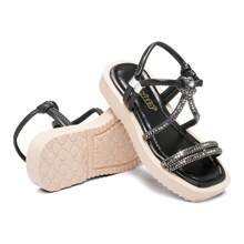 Girls' Sandals With Shiny Straps Comfortable And Light Original Offer - màu đen - Xem 4