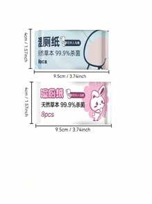 1/2/4/8包迷你湿厕纸便携式冲厕所，用湿巾擦拭臀部，清洁湿巾，男女个人护理 - 快干，柔软卫生 - 非常适合家庭、户外、露营和旅行