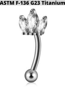 1件钛金蝴蝶耳骨穿孔锆石皇冠眉脐环花朵弧形耳骨杠铃耳骨耳钉穿孔 - 鈦原色 - 查看 10