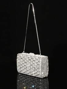 2025 Spring & Summer Fashionable New Luxurious Glittering High-End Elegant Glass Diamond Large Capacity Evening Clutch Bag, Women's Wallet, Glamorous Party Handbag, Exquisite Luxury Women's Crystal Handbag, Bridal Dress Bag, Fashion Lipstick And Perfume Handbag, Magnificent Sparkling Crystal Encrusted Handbag, All Handmade Metal Diamond Handbag, Suitable For High-Class Ladies To Attend Parties, Galas, Weddings, Gatherings And Banquets, Fits 6.5-Inch Smartphone
