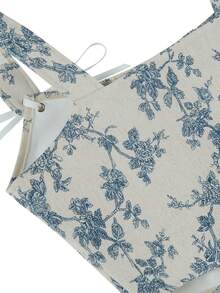 女士优雅花卉提花交叉带吊带背心上衣，适合新年派对、情人节、节日波西米亚风紧身胸衣上衣 - 彩色 - 查看 6