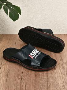 Men's Slippers Summer Outside Leather Sandals Big Size 39-48 Beach Slippers Anti-Slip Casual Slide Men Shoes - Blue - View 7