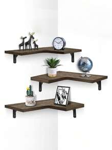 Estante Muebles Esquinero Repisa Madera Flotante Minimalista - Marrón - Ver 1