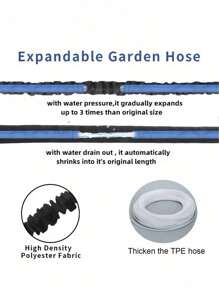 可扩展花园软管，高压洗车清洁喷嘴，庭院灌溉工具，25 英尺 - 200 英尺