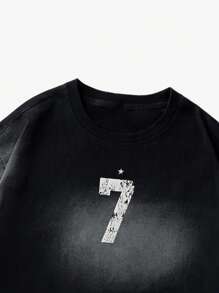 Lonblece Men's Casual Racing Number Graphic Print T-Shirt With Streetwear Style - Black - View 7
