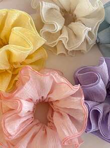 1 Peça Scrunchie Extra Grande Entrançado, Elástico de Cabelo Texturizado Floral de Camadas Múltiplas, Doce e Macio, Estilo Confortável do Início da Primavera, Acessórios de Cabelo, Tiras de Cabelo Scrunchies