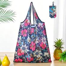 Borsa della spesa riutilizzabile, compatta e pieghevole, leggera e resistente, lavabile e pieghevole, design geometrico classico, borsa regalo con fascia elastica e borsa per riporre