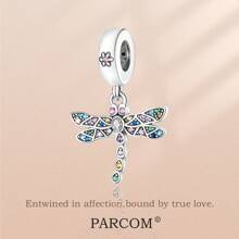 PARCOM 1pc Fashionable Silver Pendant Chain With DIY Pave Dragonfly Pendant, Perfect Jewelry Gift For Birthday, Holiday, Suitable For Bracelet And Necklace Accessories