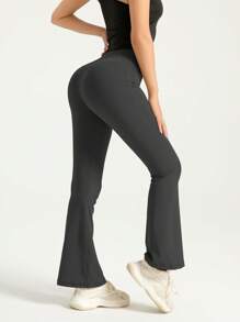 1pc Spring Ladies Daily Fashion Slimming Yoga Pants Women Free People High Waist High Elasticity Hip Lifting Tummy Trimming Pants Summer Sweatpants Outdoor Cycling Fitness Running Skinny Low Impact Soft Breathable Stretchy Pants Vacation Outfits Women Stretch Flare Pants