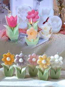 5-blättriger Tulpen Silikon-Formenbehälter, zart, leicht zu reinigen, speziell für Kerzengießen in großen Mengen entworfen! Selbstgemachte kreative Handwerkskunst, inspiriert von Gipsarbeit. Ideal für Kunstkurse zur Anregung der Kreativität. Tolles Geschenk zum Valentinstag, Muttertag, Kindertag, um Ihre Lieben zu überraschen.