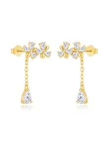 1 pièce Boucle d'oreille étoile et lune à pompons superposés pour femmes | Bijou hypoallergénique en argent sterling 925 | Boucle d'oreille clou de style de luxe, légère pour un port quotidien, soirée, mariage | Cadeau de Ramadan