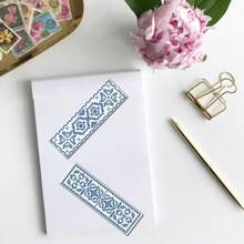 6pcs Set Blue & White Porcelain Cross-Stitch Bookmark DIY Art Kit - Including 6pcs Printed Cross-Stitch Fabric, Abundant Threads, Sewing Tools (Color Random) And English Instructions - Simple Operation Suitable For Beginners & Craft Lovers - Can Be Used As Bookmarks, Home Decor, And Gifts