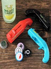 Abridor de botellas con forma de pistola divertida, lanzador, disparador, pistola de juego, abridor de botellas de cerveza creativo para juegos de bebida, familia, fiestas, bares, exteriores, barbacoas. Herramientas divertidas de uso doméstico